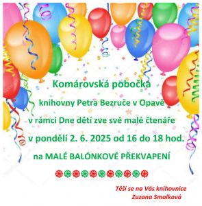 Komárovská knihovna zve malé čtenáře na balónkové překvapení