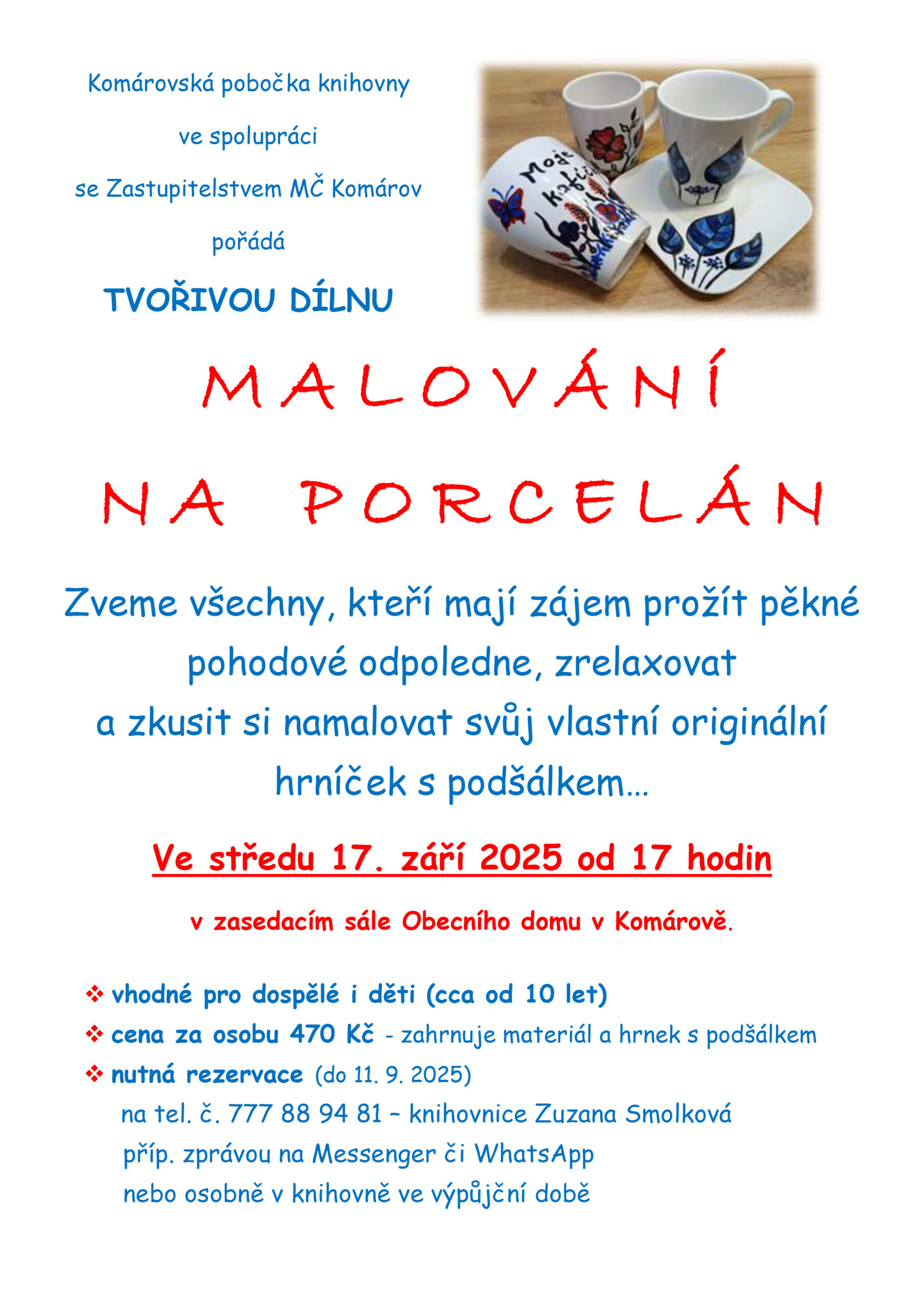 Tvořivá dílna - malování na porcelán